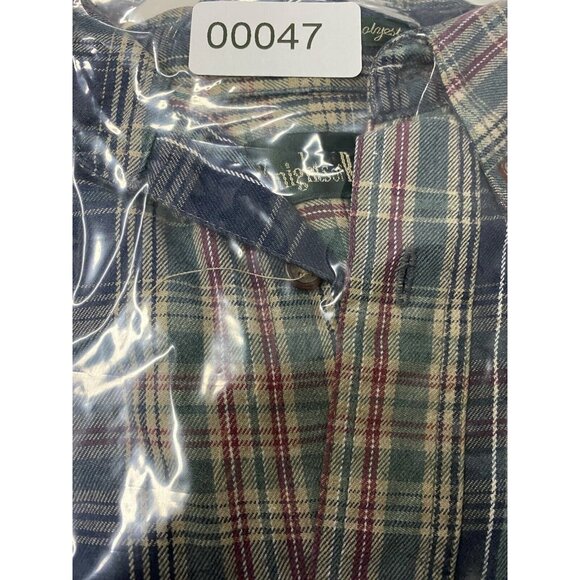 Knights of Round Table Mens Button Down Shirt Medium Blue Green Plaid Flannel - Picture 10 of 10